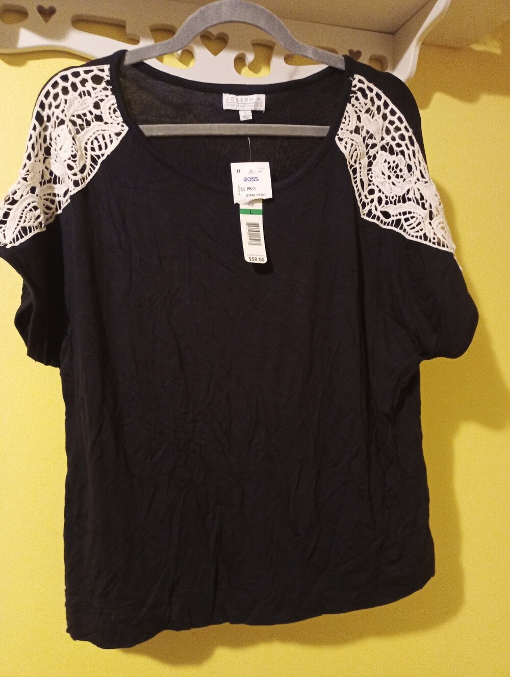 New With Tags Large Black Lacy Joseph A. Top